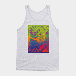 Flute Lady (orange on red) Tank Top